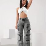 Women's high-waist cargo Jeans